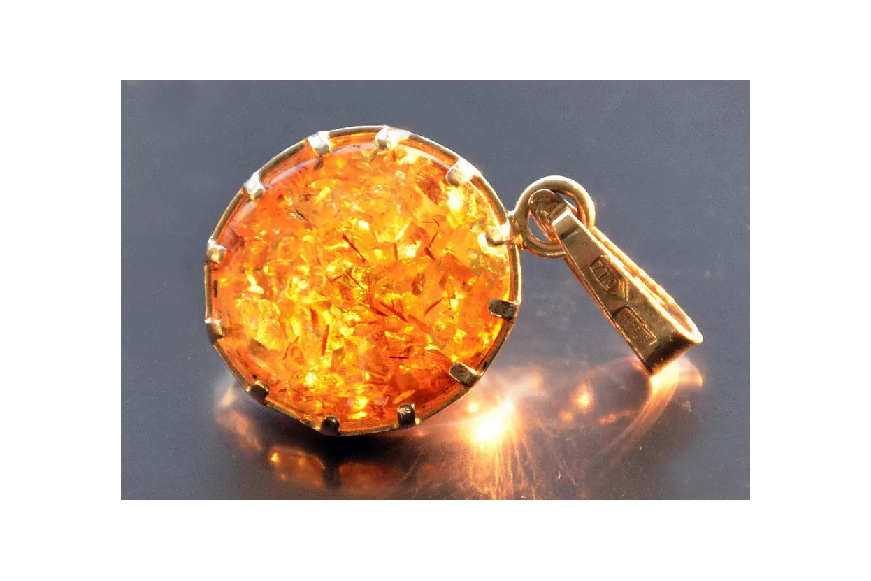 Přívěsek z vinobraní 14k 585 zlata s VPAB001 Amber